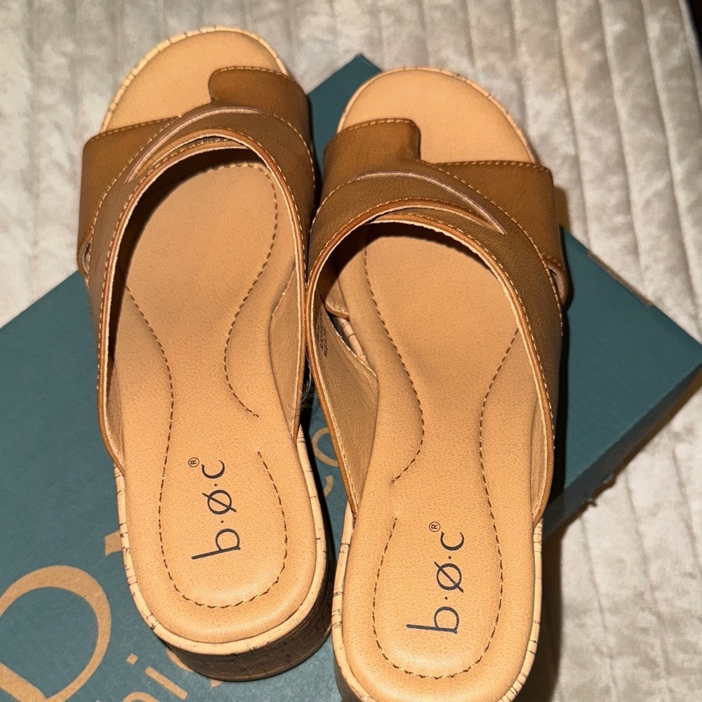 b.o.c. Women's Brown Wedge Sandals - Picture 6 of 16